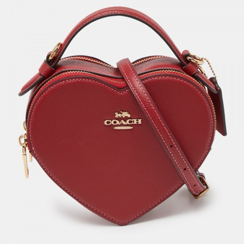 Coach Red Leather Heart Convertible Crossbody Bag